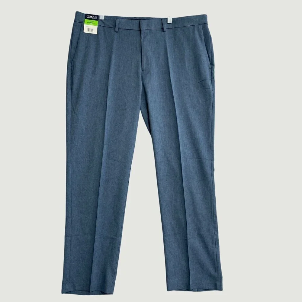 NEW Kenneth Cole Reaction Men's 40x30 Super Flex Waistband Dress Pants Blue